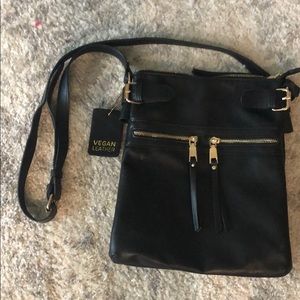 Black Vegan Leather shoulder bag